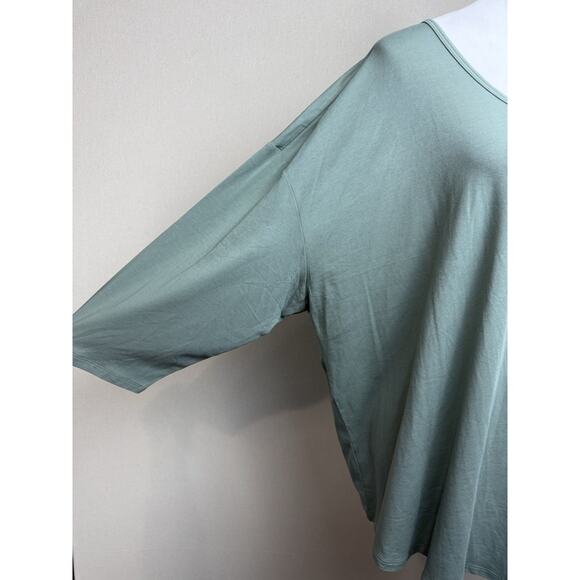 Lands' End Women's Pullover Top Plus size 3X 24W-26W 3/4 Sleeves Green Boxy - Picture 2 of 11